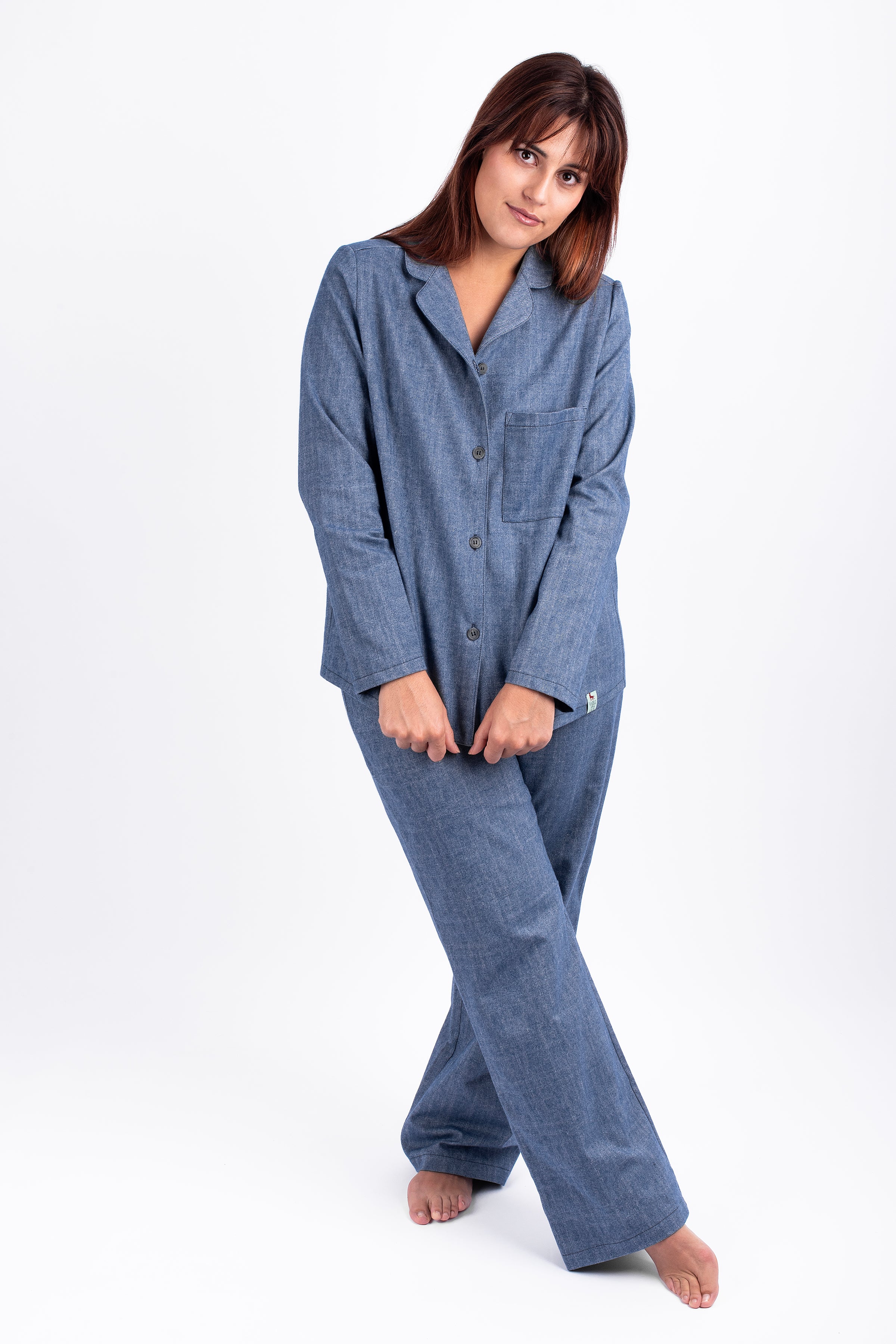 Upcycled Long Pyjama Flannel Blue