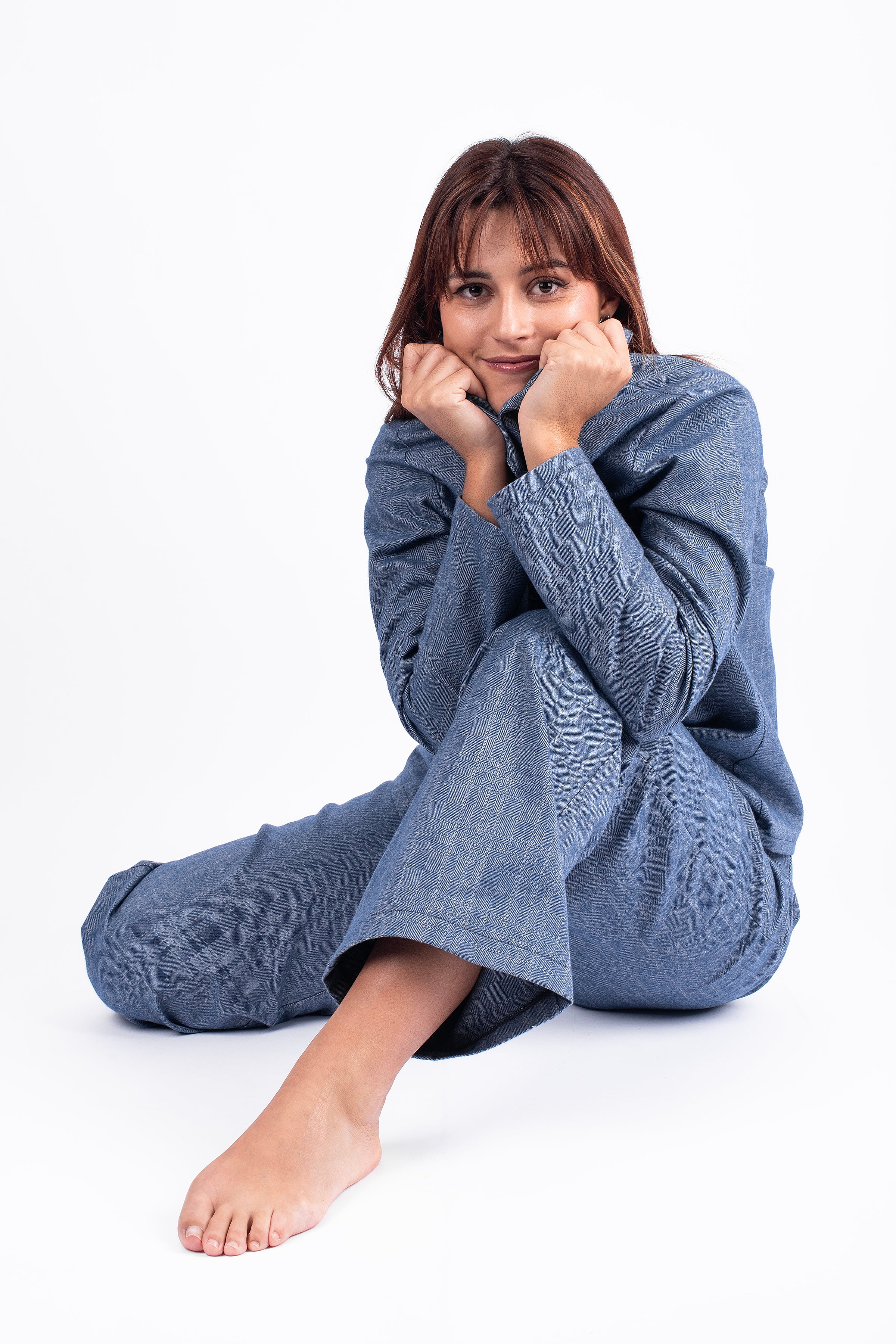 Upcycled Long Pyjama Flannel Blue